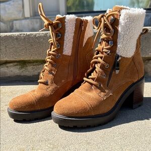 Marc Fisher Tan Lace Up Boots